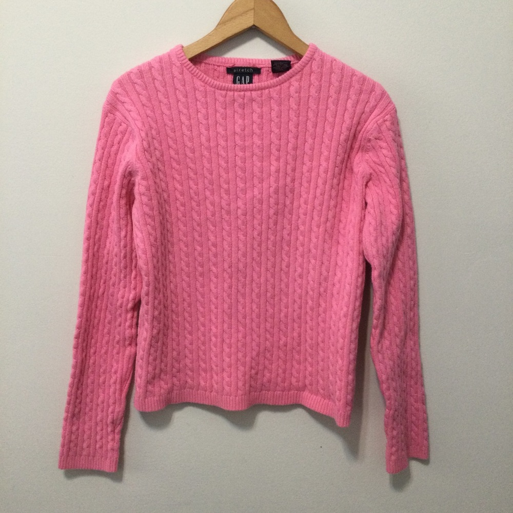 GAP Kids Girls pink cable knit sweater XL 12 bubblegum pretty crewneck top